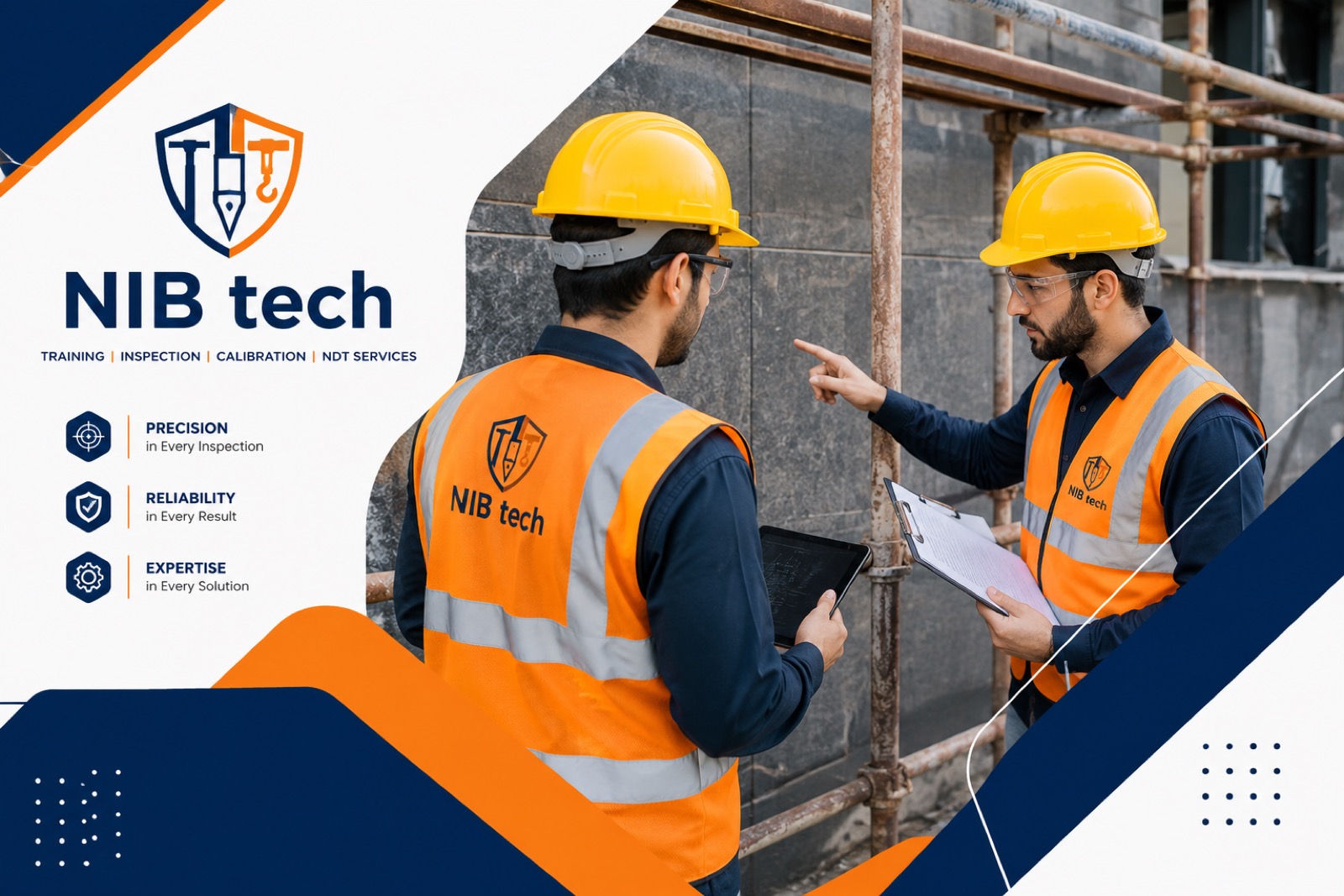 NIBTECH inspectors reviewing scaffolding on a construction site
