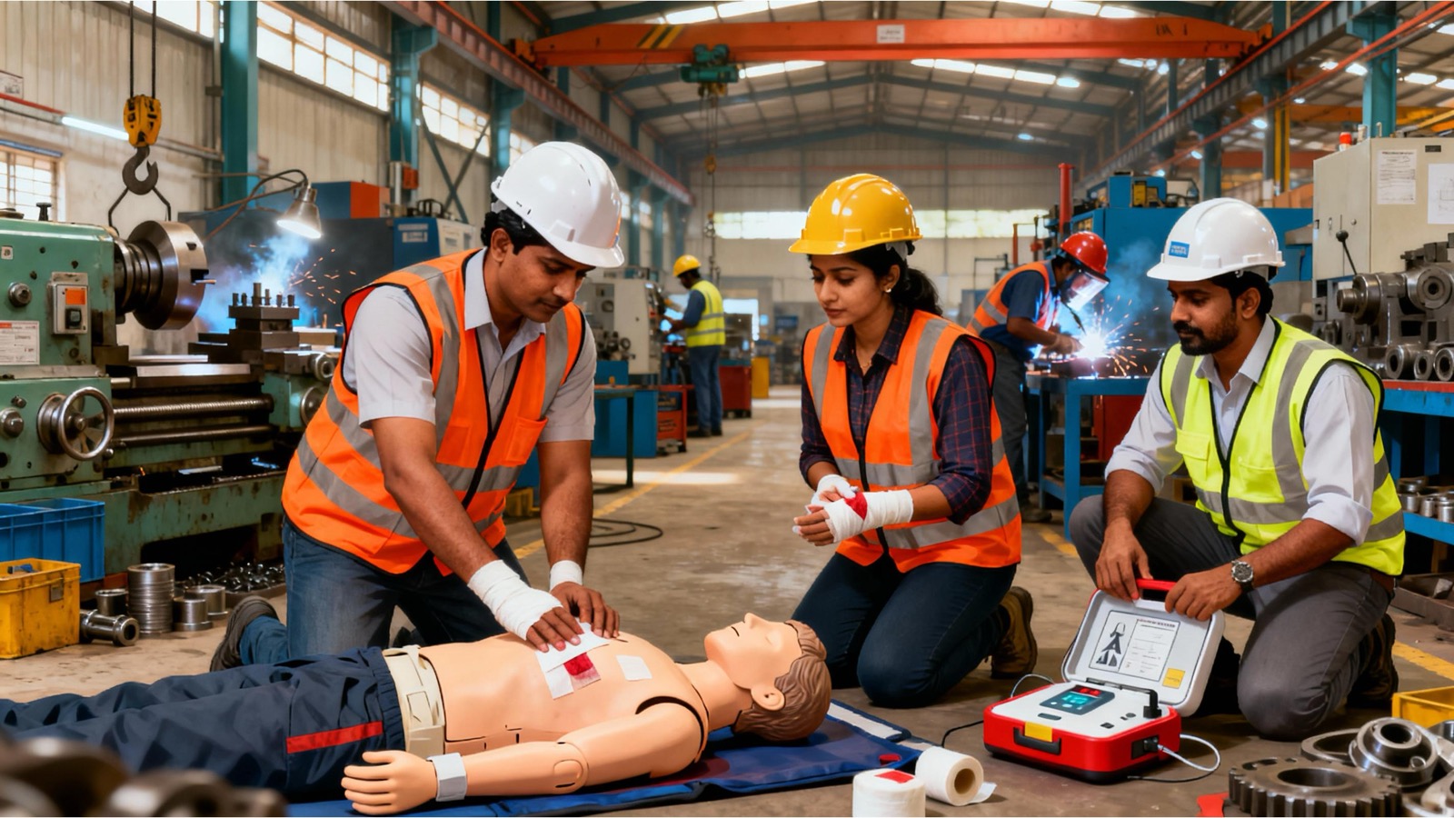 First aid training with a resuscitation manikin