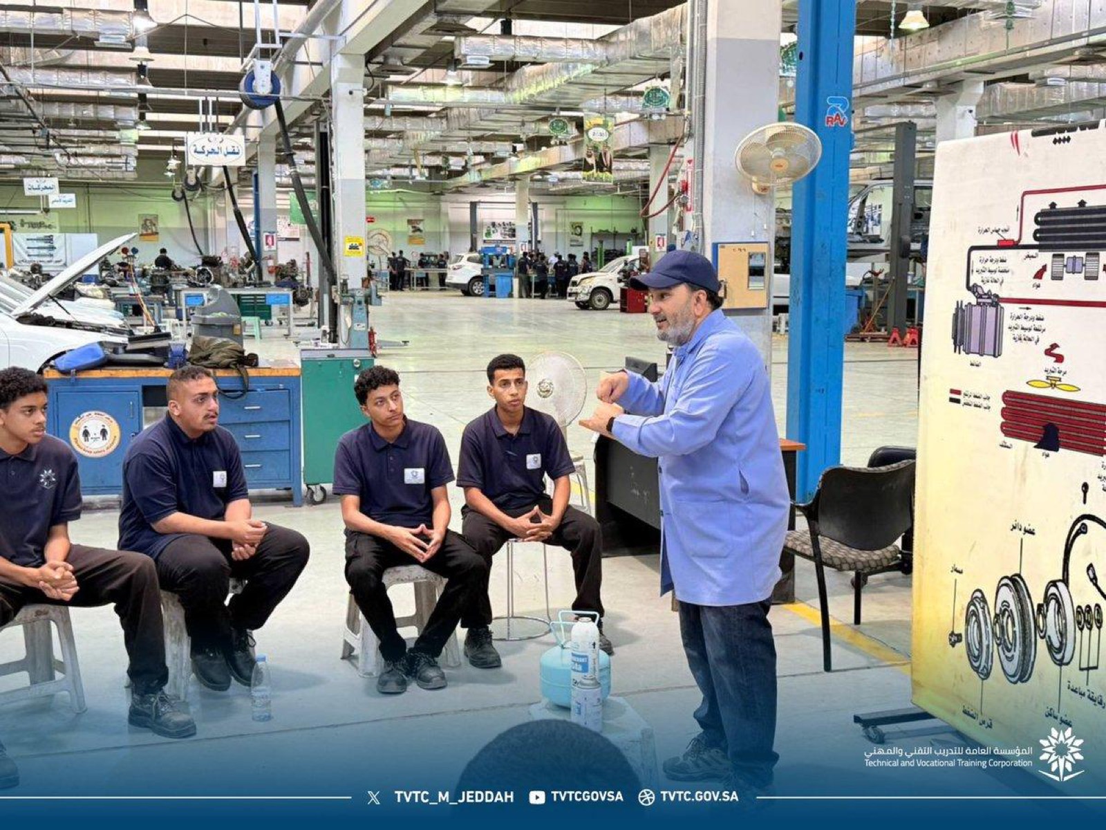 Vocational training session in a technical workshop